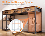 ODK Vintage Small Computer Desk with Fabric Drawers and Storage Shelves - Modern Writing Table, 48"x16" ODK