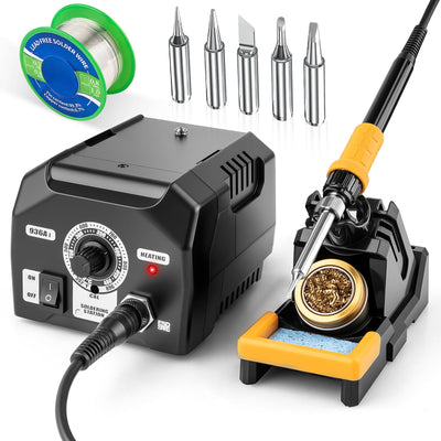 Upgraded Soldering Station Kit - Fast Heating with ESD Safe Design, 5 Replaceable Soldering Iron Tips & 63.5oz Sturdy Construction - for Electronics Repair, DIY & Home Welding