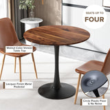 yotomaki 31.5" Round Dining Table for 2-4 People with Walnut Tabletop,Mid-Century Walnut Tulip Kitchen Table, Pedestal Base Table for Small Space Home Office Living Room yotomaki