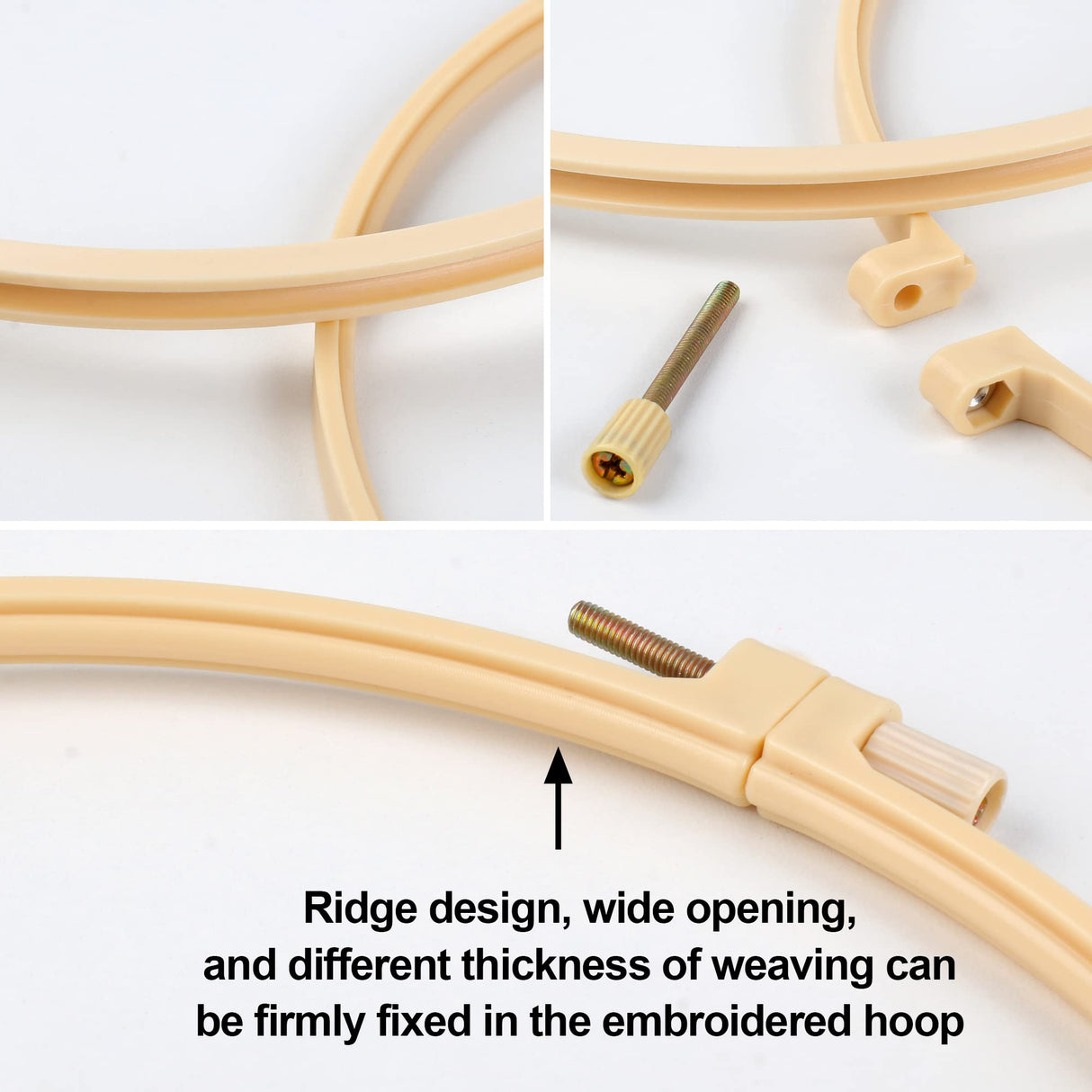 6 Pcs Embroidery Hoop 6 Size, Round Plastic Cross Stitch Hoop with 16 Needles (3.6In to 10.7 in), Small Embroidery Hoop, Cross Stitch Hoops and Frames, Suitable for Embroidery, Craft Sewing Phinus