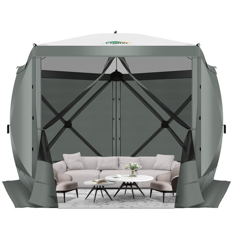 COBIZI Pop Up Gazebo Screen Tent Screen House for Camping, 10x10 Screen Room with Mosquito Netting, Hub Tent Instant Screened Canopy with Carrying Bag and Ground Stakes, Gray COBIZI