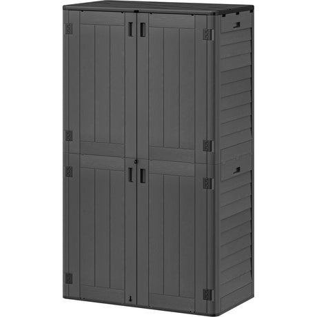 YITAHOME 60 cu ft Tall Outdoor Storage Shed w/o Shelf, Resin Vertical Outdoor Storage Shed, Large Waterproof Storage Cabinet for Garage, Poolside, and Garden (Dark Gray + Black) YITAHOME