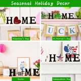 Interchangeable Home Table Signs with 11Pcs Seasonal Icons, Wooden "HOME" Letter Signs Interchangeable Holiday Decorative Table Shelf Centerpiece for Holiday Room Decoration Medoore