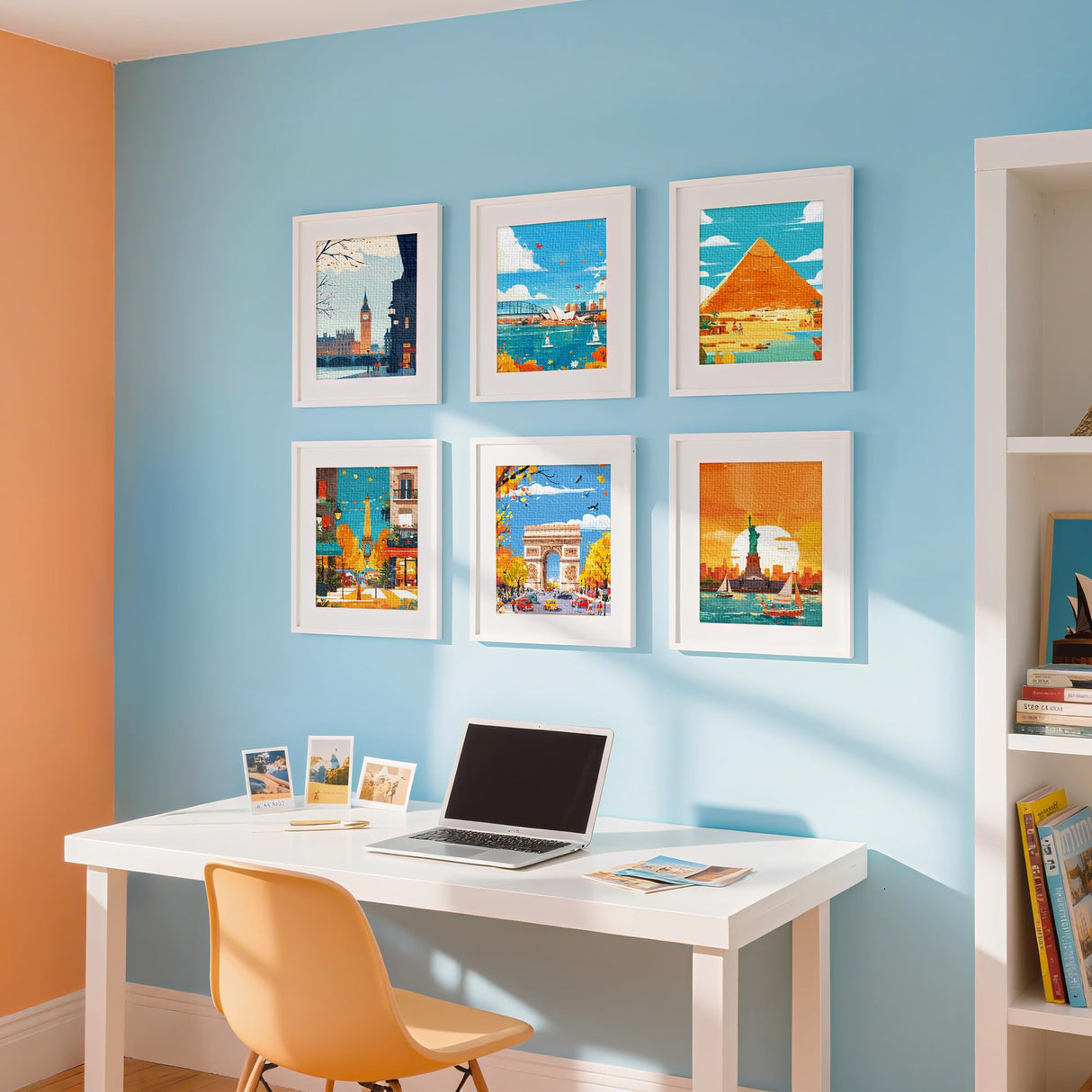 lamplig Paint by Numbers Kit for Kids 4-6,6-8 Famous Scenery Paint by Numbers for 6 Pack 10x14 Inch Painting by Numbers for Kids Ages 8-12 DIY Oil Paint On Canvas Without Frame lamplig