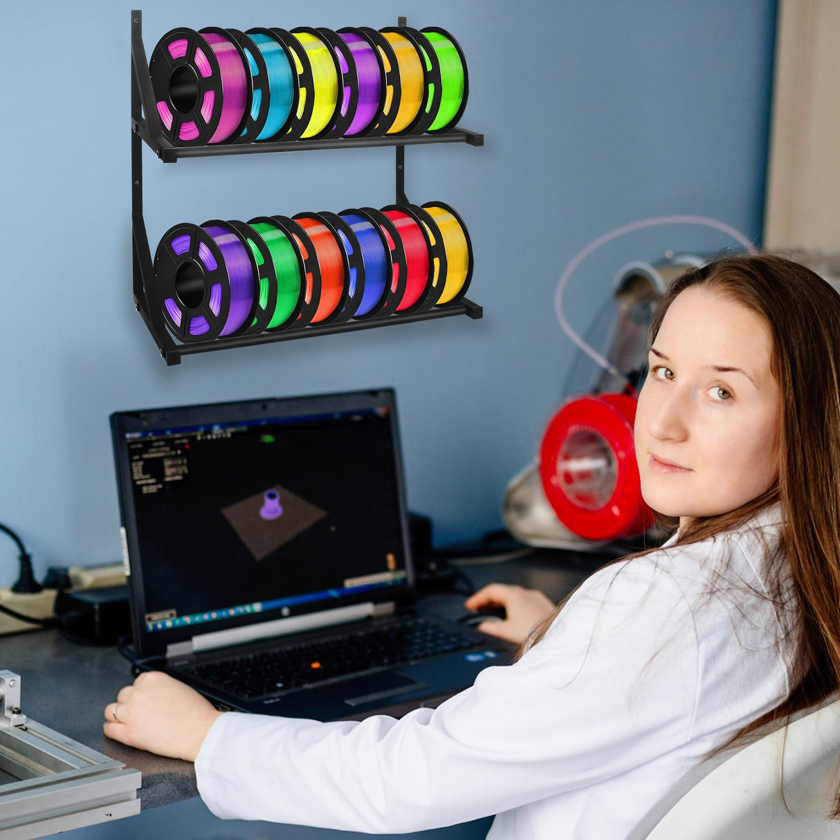 3D Printer Filament Storage Rack - Filament Spool Heavy Duty Wall Bracket Filament Storage Shelves for 3D Printer Rolling Filaments ABS/PLA/TPU/Nylon Accessories Holders （Shelf Only） JAYOBGO