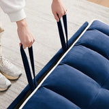 JEEOEHY 3 in 1 Convertible Sleeper Sofa Bed,Velvet Pull Out Couch Bed w USB&Type C Port,Comfy Futon Loveseat w Adjustable Backrest&Phone Stand&Cup Holder for Living Room Apartment Small Space(Blue) JEEOHEY