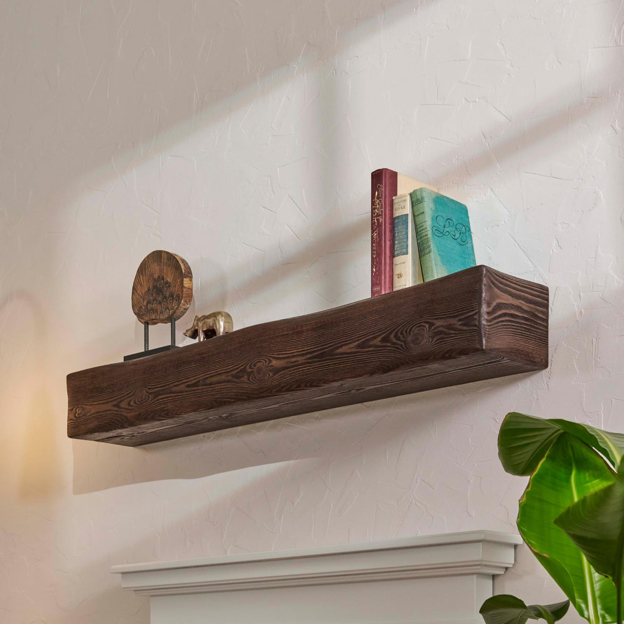 Adorwood Handmade Fireplace Mantel Shelf 48", Rustic Wood Mantles for Over Fireplace, Wall Mounted Floating Mantel Shelves for Living Room Decor (Dark Walnut, 48Lx6Hx8D) Adorwood