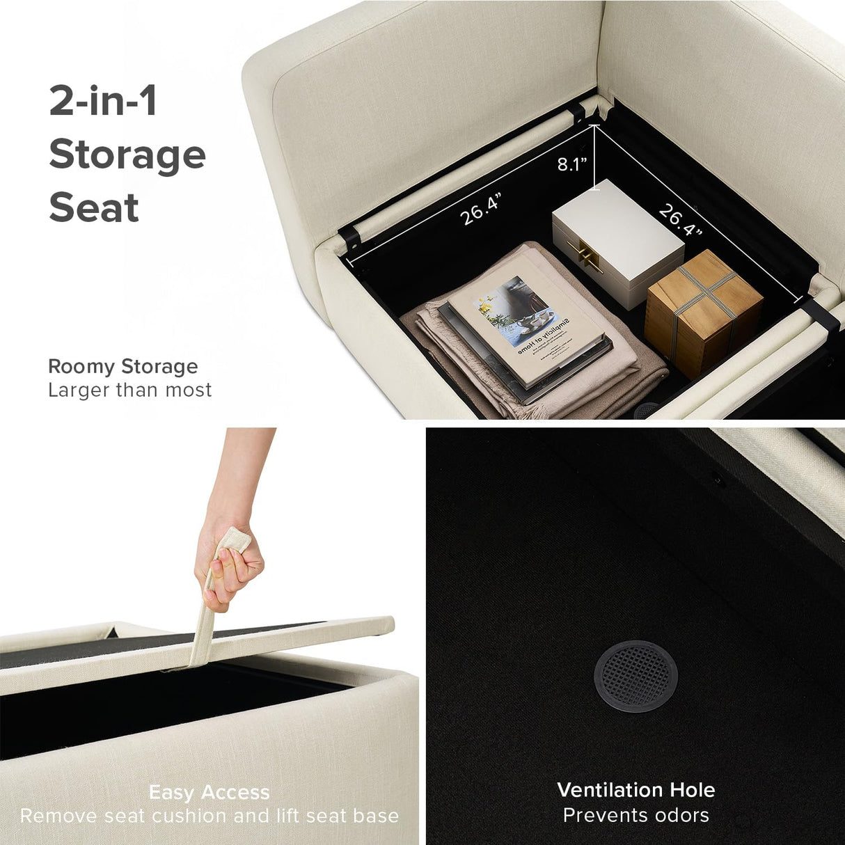 mopio Oversized Modular Sectional Sofa with Fully Removable Covers and Storage, Convertible U & L Shaped Sectionals, Modern Cloud Couch for Living Room with Ottoman Chaise, 4 to 8 Seats, Off White mopio