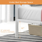 Merax Metal Bunk Bed, Bunk Bed with Ladder and high Guardrail, Able to Split, Under Bed Storage Space, Noise Free, Twin Over Twin Size, White Merax