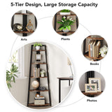 Tribesigns 70-Inch Rustic 5-Tier Corner Shelf - Industrial Ladder Bookshelf and Plant Stand for Home and Office Tribesigns