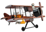 Whiskey & Wine Decanter Airplane Set and Glasses Antique Wood Airplane - The Wine Savant Whiskey Gift Set and 2 Airplane Glasses, Pilot Gift Moving Parts- Alcohol Related Gift, BAR DECOR Large 21" The Wine Savant