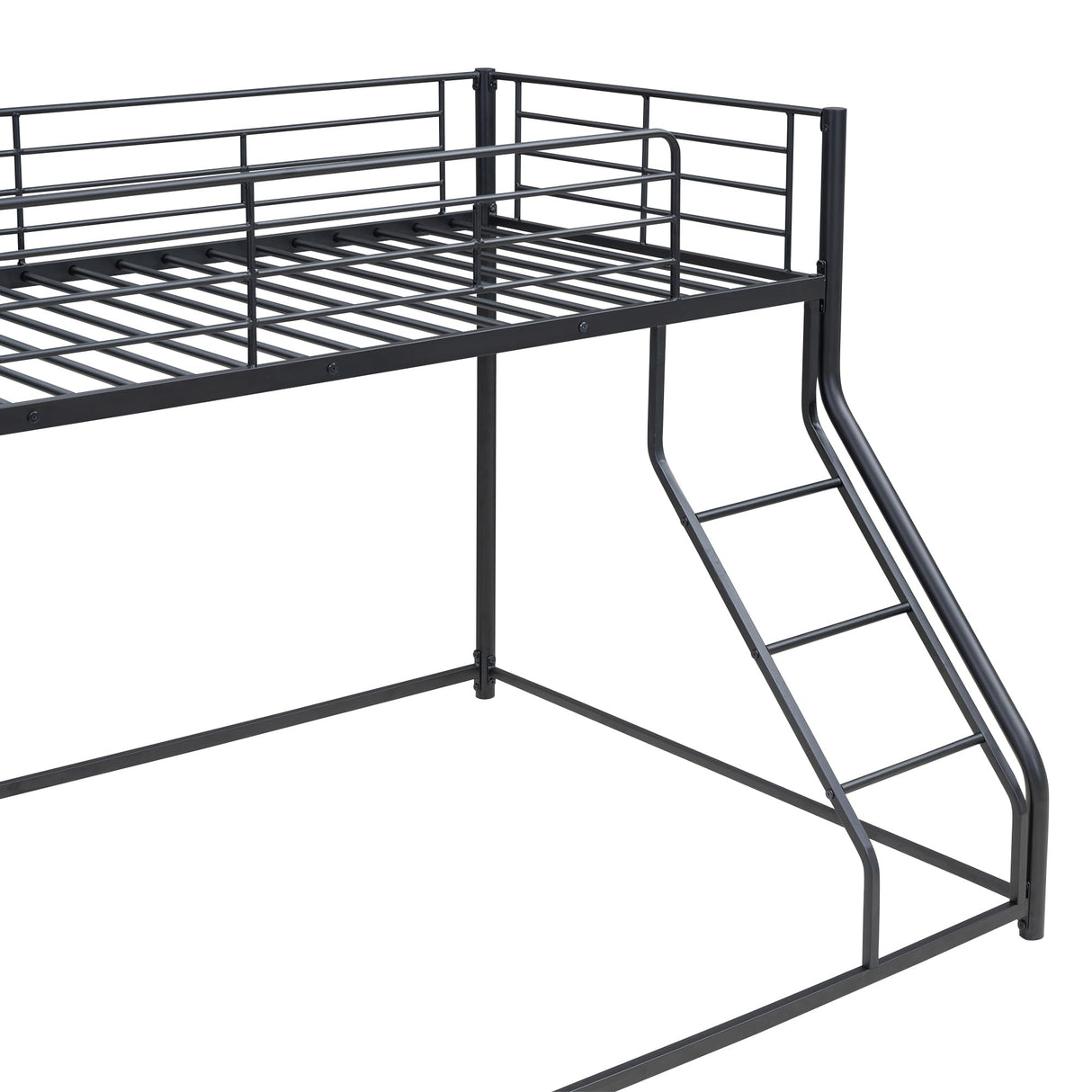 Bellemave Twin Over Queen Bunk Bed, Floor Bunk Bed, Heavy Duty Metal Bunk Bed Frame, Queen bunk Bed for Adults, Adult bunk beds Heavy Duty, Twin XL Bunk Bed, Black Bellemave