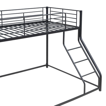 Harper & Bright Designs Twin XL Over Queen Bunk Bed, Heavy-Duty Metal Floor Bunk Bed Frame with Ladder for Kids Boys Girls Teens,Black