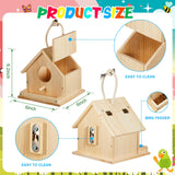Liliful 1 Set Wooden DIY Birdhouse Kit for Adults Unfinished Wooden Bird Houses with Paints and Paintbrushes Hanging Woodworking Christmas Craft Gifts Kit for Boy or Girl Classroom Birthday Activity Liliful