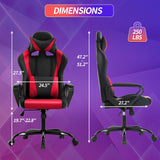 Gaming Chair High-Back Office Chair Ergonomic Video Game Chairs Height Adjustable Reclining Computer Chair with Lumbar Support Armrest Headrest Swivel Chair Game Chair for Adult Teen - Red BSTOPHKL