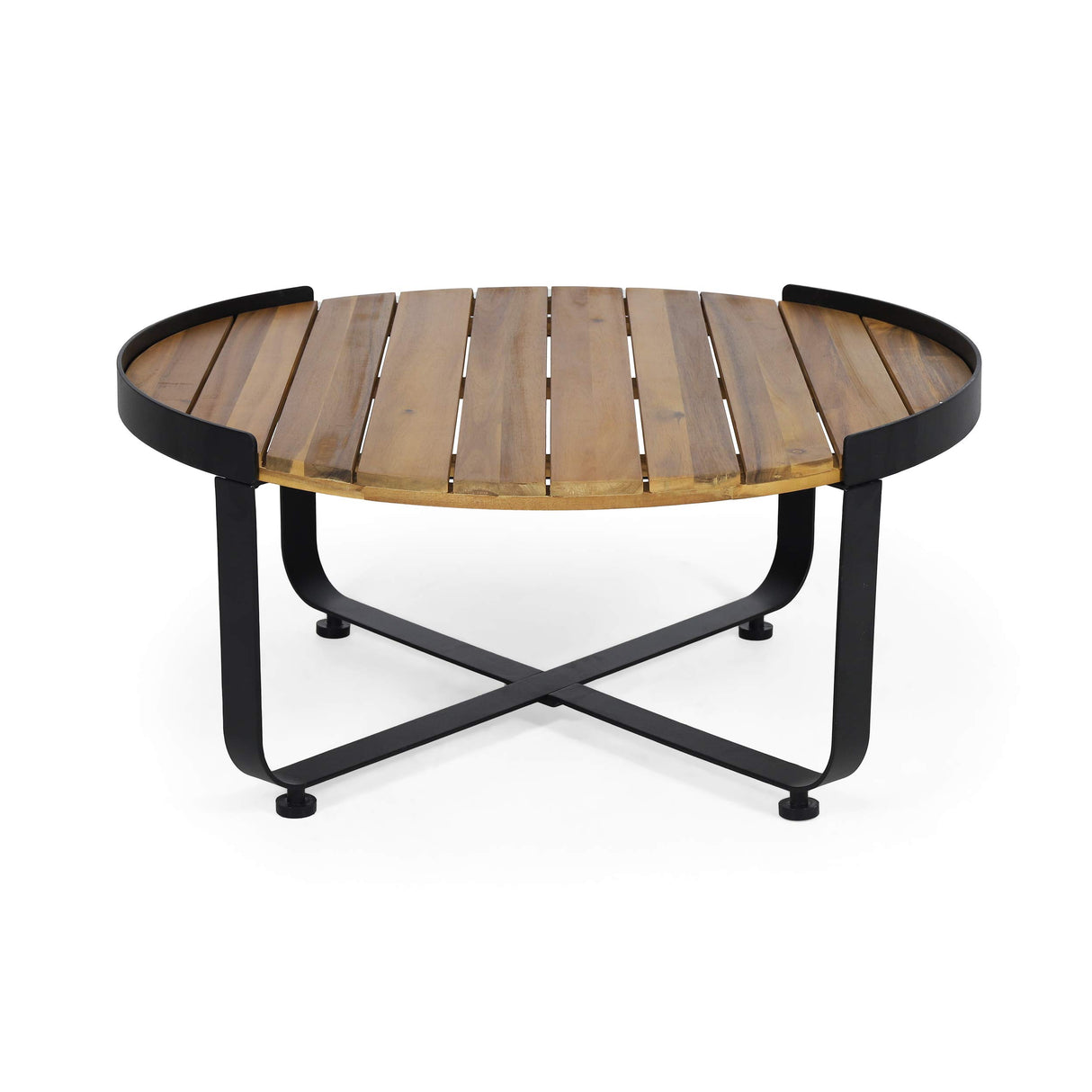 Christopher Knight Home Tracy Outdoor Modern Industrial Acacia Wood Coffee Table, Teak Finish, Black Christopher Knight Home