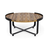 Christopher Knight Home Tracy Outdoor Modern Industrial Acacia Wood Coffee Table, Teak Finish, Black Christopher Knight Home