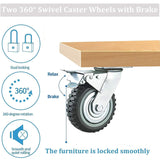 uyoyous 8 Inch Solid Caster Wheels Casters Heavy Duty Anti-Skid Polychloride Swivel Caster Wheels with 360 Degree Ball Bearing Castors Top Plate with Brake 2 Fixed,1760 lbs Capacity uyoyous