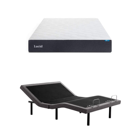 LUCID 10 Inch Firm Gel Memory Foam Mattress and LUCID L300 Adjustable Base (Twin XL) LUCID