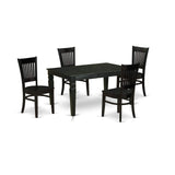 East West Furniture WEVA5-BLK-W Weston 5 Piece Room Set Includes a Rectangle Wooden Table with Butterfly Leaf and 4 Kitchen Dining Chairs, 42x60 Inch, Black East West Furniture
