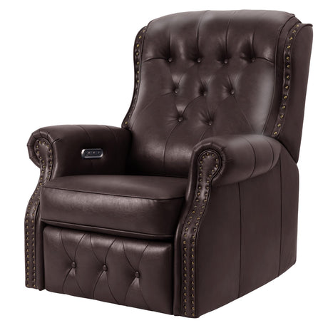 EONIX Dual Motor Lay Flat Power Recliner Chair, Mid Century Wingback Recliner with Independent Adjustable Backrest and Extended Footrest, 400lbs Heavy Duty, Breathable Faux Leather, Dark Brown EONIX
