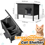 Ciokea Outdoor Cat House Weatherproof, Feral Cat House with Insulated All-Round Foam Wooden Cat Condos for Winter Outside, PVC Door Flaps(Black) Ciokea