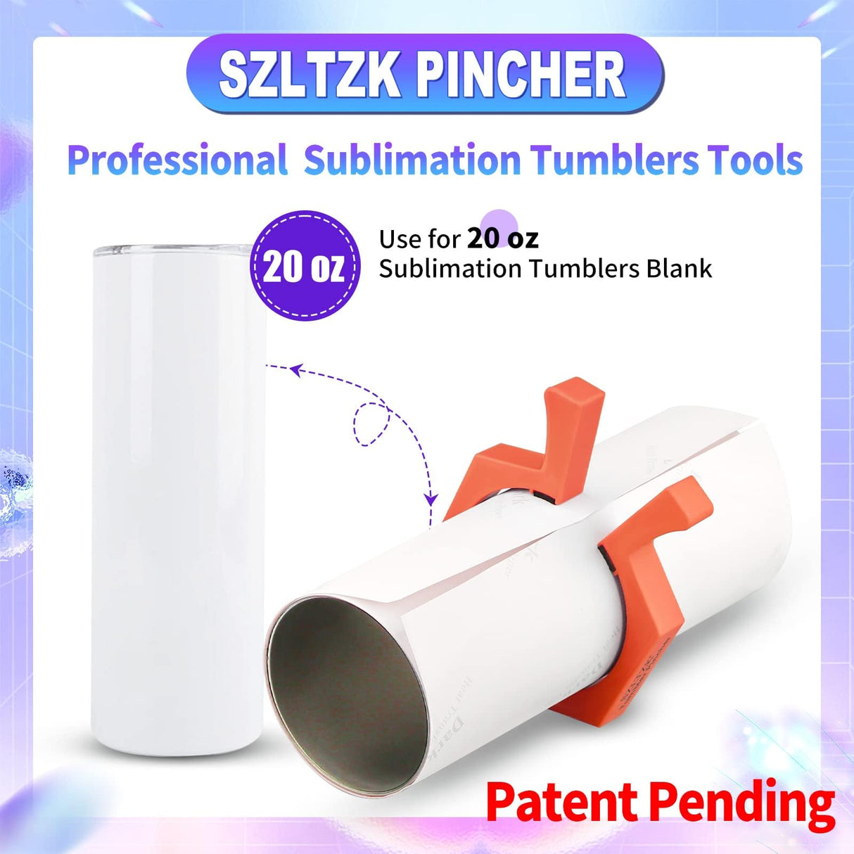 2 Pack Sublimation Tumblers Pinch,Tumbler Clamp for Sublimation,Cup Cradle for Crafting Tumblers,Sublimation Cup Holder Clamp for 20oz Cups,Mug Clamps for Sublimation Tumblers Supplies(Orange&Purple) SZLTZK