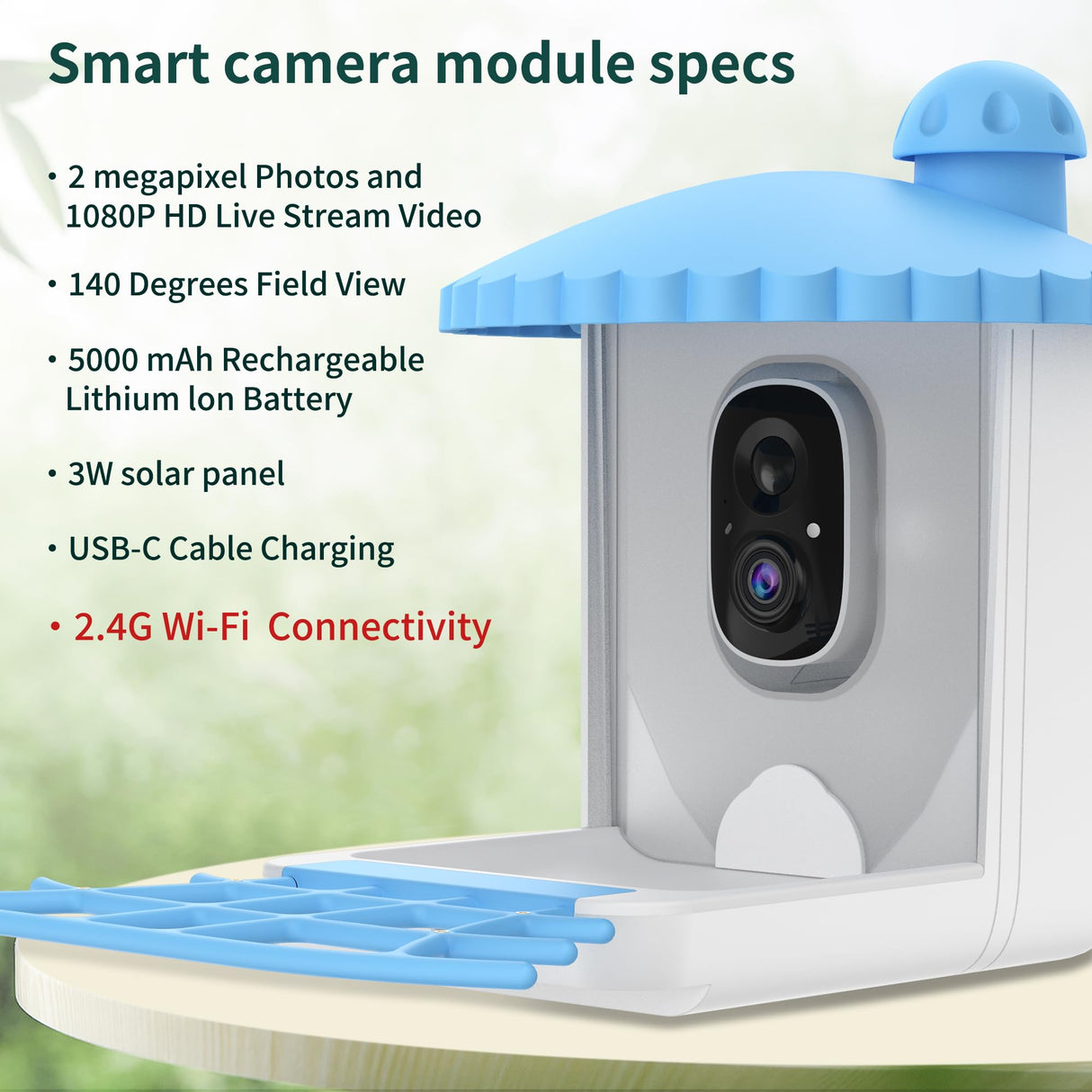 Twesync Smart Bird Feeder with Camera Solar Powered, 1080P HD AI Identify Wild Bird Feeder Camera Twesync