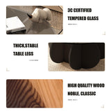 Black Coffee Table, 31.5" Round Glass Coffee Table for Living Room Mid Century Modern Coffee Table Unique Center Table with Wood Base Circle Coffee Ta dnziqi