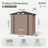 Aoxun 6x3.9 FT Shed with Base Metal Outdoor Storage Shed Garden Shed with Lockable Doors Tool Shed Bike Shed for Backyard, Patio, Poolside (Brown) Aoxun