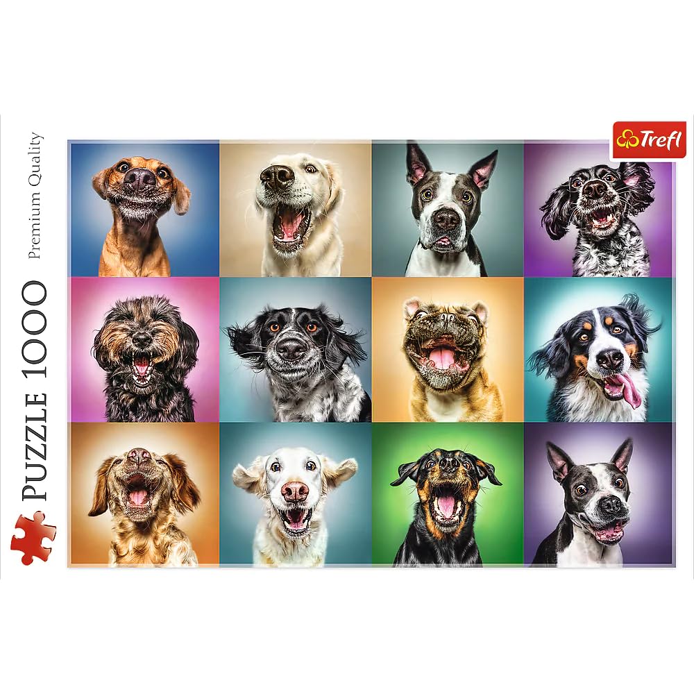 Trefl Funny Dog Portraits 1000 Piece Jigsaw Puzzle Red 27"x19" Print, DIY Puzzle, Creative Fun, Classic Puzzle for Adults and Children from 12 Years Old Trefl