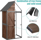 Sheds Outdoor Storage,Garden Shed with Metal Frame Structure and Adjustable Shelves,Large Capacity Storage Tool Cabinet Box for Backyard Garden Patio Lawn (Dark Brown) Suumerpety