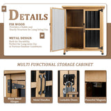 Weatherproof Outdoor Storage Cabinet with Lockable Doors, Wood & Metal Garden Storage Shed Patio Storage Box for Tools & Lawn Equipment, Pool Accessories PetsCosset