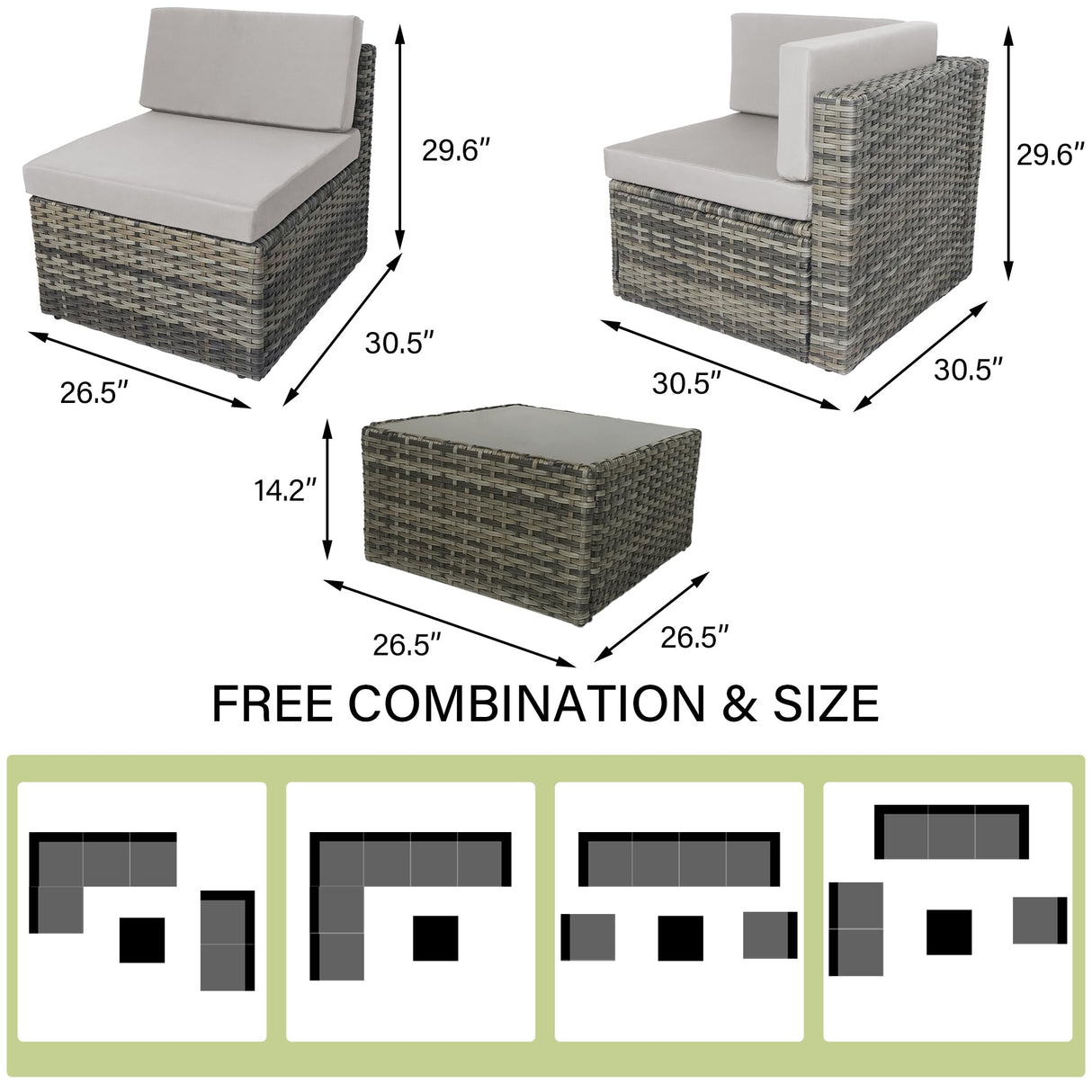 UIXE Outdoor Patio Furniture Sets with Propane Fire Pit Table, 10 Pieces Wicker Patio Sectional Sofa Lounge Couch Seating PE Rattan Conversation Set Includes 45" Gas Fire Table, Light Gray UIXE