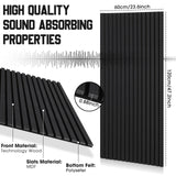 Frienda 6 Pcs 47.2 x 23.6 Inch Acoustic Wood Wall Panels Decorative Soundproof Wall Panels 3D Slat Wood Panels for Home Office Cinema Interior Wall Frienda