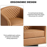 DREAMSIDEA Swivel Barrel Accent Chair, Comfy Modern Upholstered Round Faux Leather Arm Chair for Living Room, Bedroom（Coffee, Set of 2 DREAMSIDEA