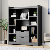 Cozy Castle Black Bookshelf, 4-Tier Open Shelf Bookcase with 2 Drawers and 10 Cubes, Wood Cube Storage Organizer Shelf for Bedroom, Living Room, 39.4" W X 47.2" H Cozy Castle