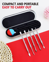 YETOOME 6 Pcs Wax Carving Tool Set with 5 ml Silicone Container and Portable Metal Case, Double-Ended Carving Tool Stainless Steel Wax Sculpting Tools for Wood, Wax, Clay, Pottery, Silver YETOOME