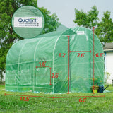 Quictent 12x6.6x6.6FT Fast Setup Greenhouse for Outdoors (QUIC-Install), 20-MIN Tool Free Install Walk-in Galvanized Green House, 6 Screen Window 1 Zipper Screen Door, Green Quictent
