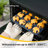 Vnray 2 Pack Silicone Muffin Baking Pan & Cupcake Tray 12 Cup - Nonstick Cake Molds/Tin, Silicon Bakeware, BPA Free, Dishwasher & Microwave Safe (12 Cup Size, Grey) Vnray