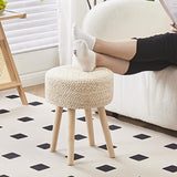 Cpintltr Footstool Ottoman Round Natural Seagrass Foot Stool Pouf Ottomans with Solid Wood Legs Hand Weave Footrest Step Stool for Living Room Bedroom Balcony Garden Natural Cpintltr