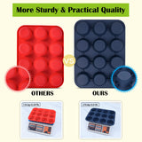 Vnray 2 Pack Silicone Muffin Baking Pan & Cupcake Tray 12 Cup - Nonstick Cake Molds/Tin, Silicon Bakeware, BPA Free, Dishwasher & Microwave Safe (12 Cup Size, Grey) Vnray