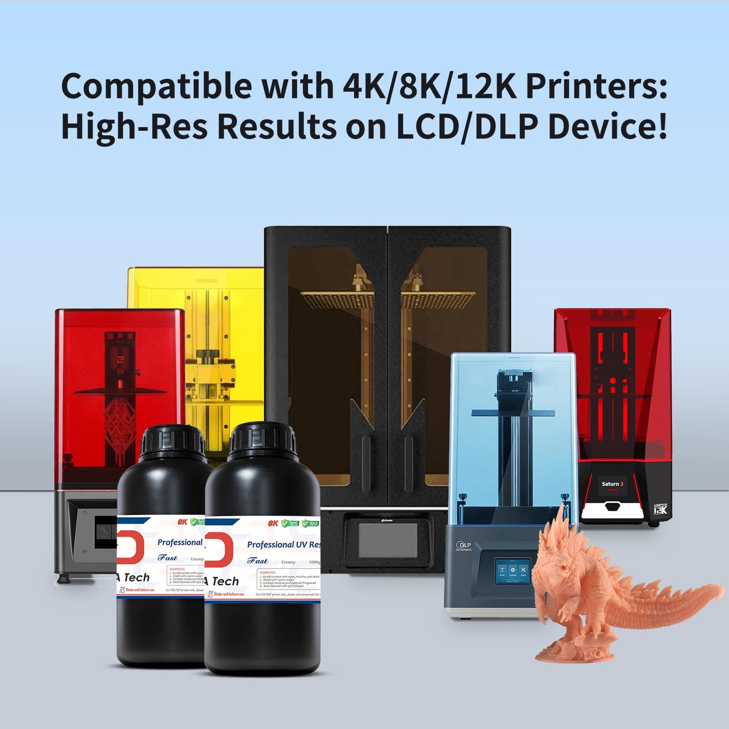 Siraya Tech Fast ABS-Like 3D Printer Resin 405nm UV-Curing Non-Brittle High Precision 3D Printing Liquid Standard Photopolymer Resin for LCD DLP 3D Printing 8K Capable (Creamy, 1kg)