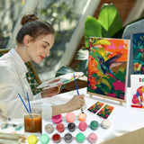 HeeBenor Framed Paint by Numbers Kit for Adults, Hummingbird Paint by Numbers Kit for Adults with Easel, DIY Flower Bird Paint by Number with Frame, Adult Paint by Number Kits Framed Canvas 8x12 Inch HeeBenor