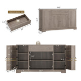 HITHOS 54" Buffet Cabinet with Storage, Modern Kitchen Buffet Sideboard with Drawer, Wood Coffee Bar Cabinet with Adjustable Shelves, Kitchen Storage Cabinet for Living Room, Ash Grey HITHOS