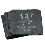 Custom Engraved Slate Coasters Set of 4 - Monogrammed Coasters for Drinks, Weddings, Couples, Anniversaries - Personalized (Square) My Personal Memories