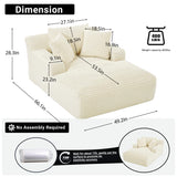 GUANGHONG 50" W Chaise Lounge Chair Indoor, Oversized Upholstered Corduroy Boneless Sofa Bed with 3 Pillows, Deep Seat Sleeper Reading Chair Cloud Couch for Living Room, No Assembly Required GUANGHONG