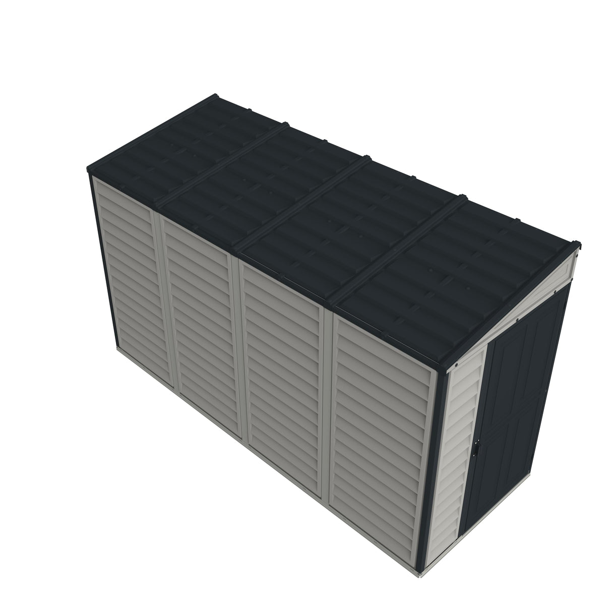 Duramax SideMate 4x10 FT PVC Resin Outdoor Garden Lean-to Storage Shed with Foundation Kit – All-Weather Vinyl Storage, Heavy-Duty Construction, Maintenance-Free, Adobe with Gray Trim DURAMAX