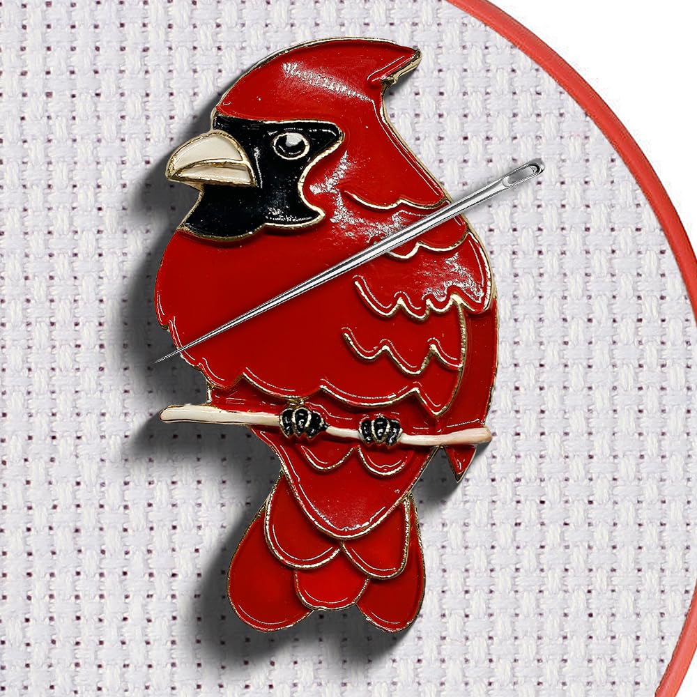 Magnetic Needle Minder Magnet Embroidery Accessories and Supplies Embroidery Needle Holder Cross Stitch Holder Needlework Supplies (Cardinal) seminhoof