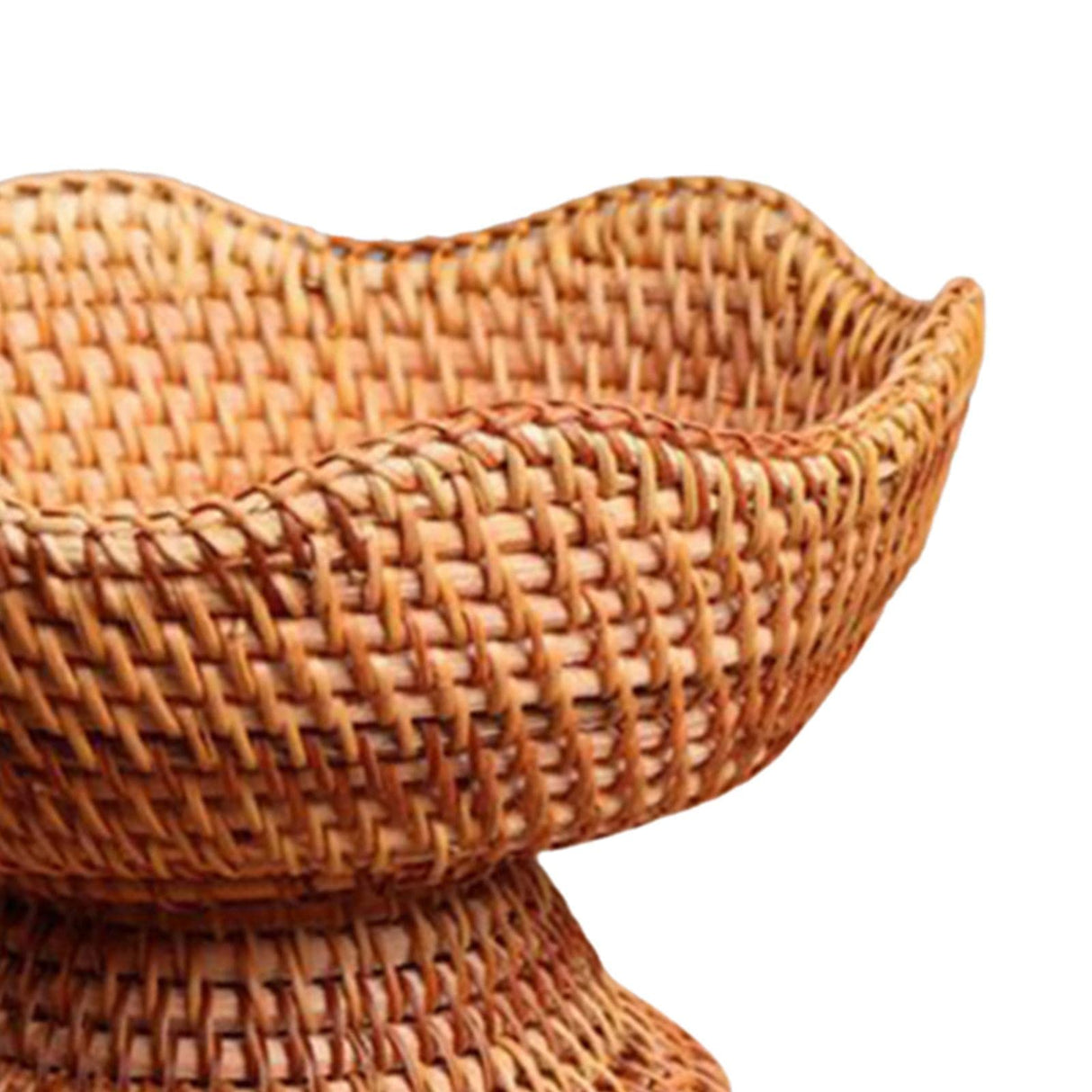 Rattan Fruit Bowl, Food Snack Serving Basket, Basket Display,Footed Fruit Basket, Woven Fruit Basket for Picnic, Countertop Makeup, Photo Props, small Bothyi